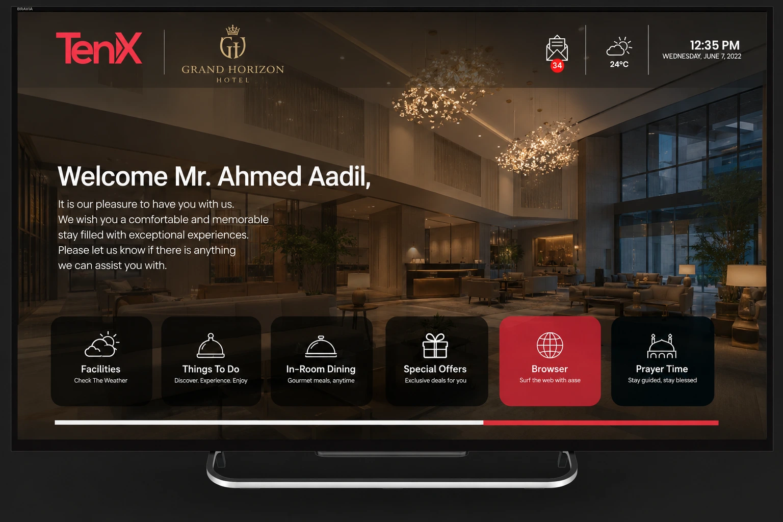 TENX HOTEL IPTV WELCOME SCREEN