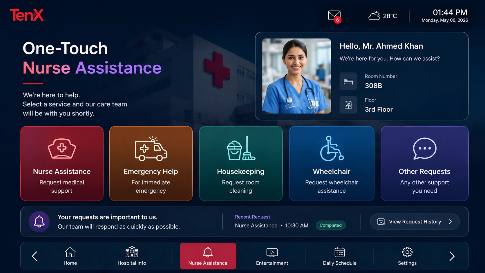 hospital iptv software Nurse Assistance ui