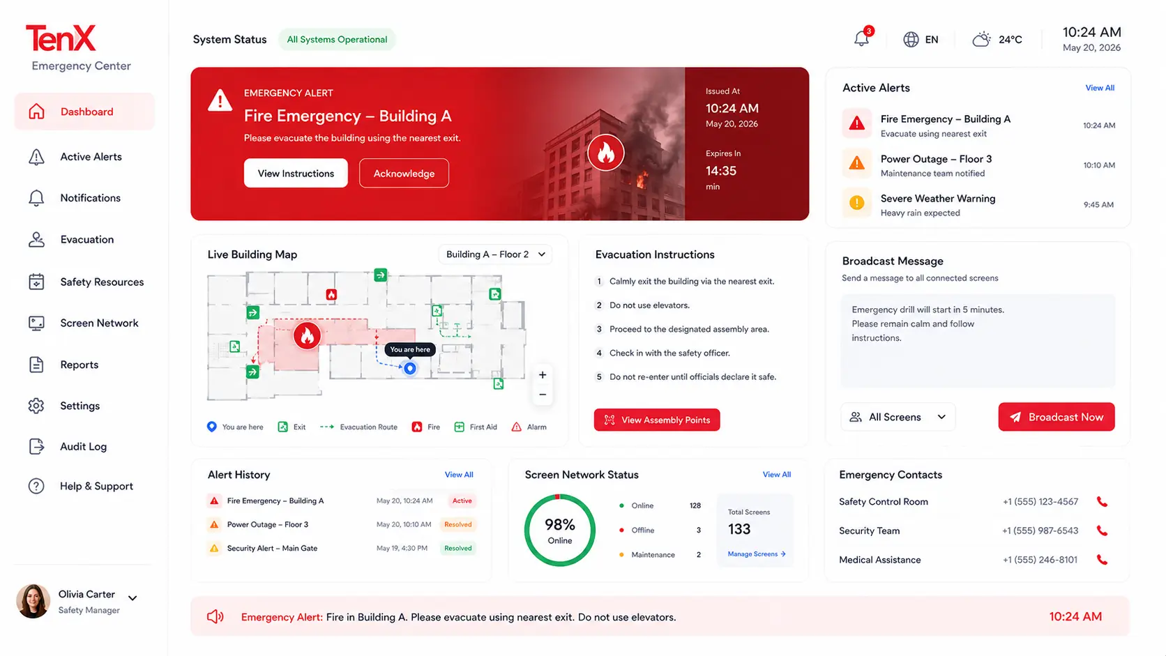 bussiness iptv software emergency alerts & notifications ui